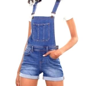 Blue Spice Denim Overall Shorts